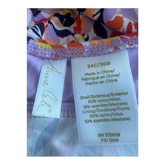 Anne Cole Orange Navy Retro TwistFront Underwire Tankini Swim size 34C/36B - Picture 12 of 15